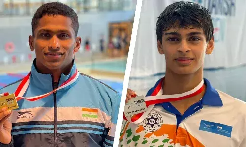 Sajan Prakash and Vedaant Madhavan Swimming Sajan Prakash and Vedaant Madhavan Swimming