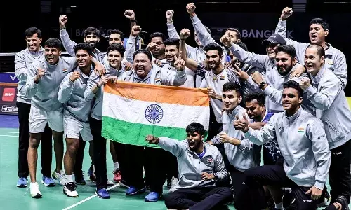 भारतीय पुरुष बैडमिंटन टीम 73 साल में पहली बार थॉमस कप के फाइनल में पहुंची भारतीय पुरुष बैडमिंटन टीम 73 साल में पहली बार थॉमस कप के फाइनल में पहुंची