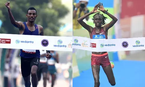 Ethiopia’s Chala Regasa and Kenya’s Irine Cheptai