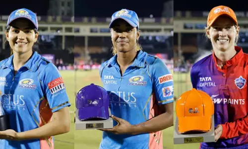 Yastika Bhatia , Hayley Matthews and Meg Lanning